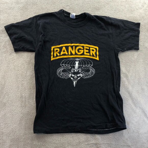Soffe Athletic Mens Ranger T-Shirt Large Vintage single Stitch Black Ranger - Picture 9 of 10